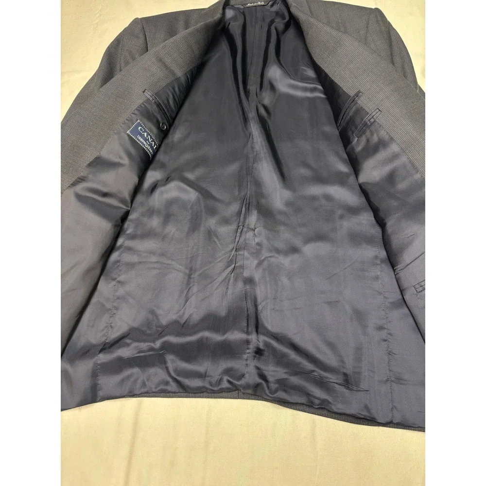 Canali  Mens Wool Suit Blazer Jacket Gray‎ Micro Check Italy 44R US 54 EU